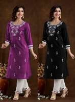 Women Chikan Embroidery Kurta (Multicolor)