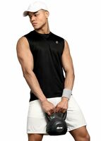 FitBox Sports Breeze Sleeveless T-Shirt for Gym, Comfortable Cardio & Workout Use, Lightweight Fabric (Micro Process Polyster with Wicking) Black - XL