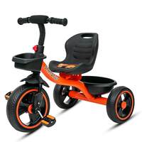Amazon Brand - Symactive Tricycle for Kids | Plug N Play | Baby Cycle with Grip Handle, Eva Wheels, Seat & Basket | Kids Tricycle/Cycle | 2+ Years Unisex | Weight Limit Upto 25 Kgs (Orange)