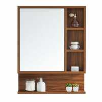 MAMTA DECORATION Engineered Wood Wall Mount Dressing Table Mirror with Storage for Living Room Bedroom (Brown)