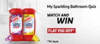 Amazon My Sparkling Bathroom Quiz Answers - get rs 50 cashback on min order rs 184 (harpic product)