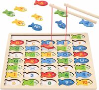 Lefan Wooden Magnetic Fishing Game for Toddlers, Montessori Fine Motor Skills Toy with Letters and Numbers, Preschool Learning ABC and Puzzle Birthday Toys Gift for 3 4 5 6 7 8+ Year Old Kids(2 Poles)