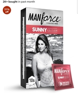 Manforce Sunny Edition Condoms | 10 pcs | Ribbed, Dotted & Anatomically Shaped Condoms | For Enhanced Pleasure of Both | India’s No. 1* Condom Brand