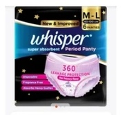 Whisper Bindazzz Nights Period Panty, 6 M-L Panties, 360 Degree Leakage Protection For Heavy Flow