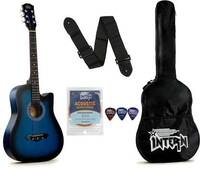 intern INT-38C-BL Acoustic Guitar Linden Wood Rosewood Right Hand Orientation (Blue)