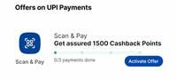 Paytm: Get Assured 1500 cashback point on next 3 scan & pay Payments