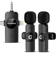  GRENARO 3 in 1 Wireless Microphone for iPhone/Android/DSLR Camera/USB-C Plug/iPad, Noise Cancellation Mic for Youtubers, Video Recording, Streaming, 50M Range 