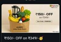 Bigbasket - Get Rs. 150 Off on order of Rs. 349, Also applicable on oils ( User specific)