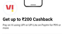 PAYTM x Vi : Assured minimum 10/- cahsback, Pay using UPI or UPI Lite on Vi app