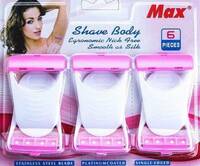 MAX Safit Woman Shave Body Stainless Steel Disposable Razor, Women (Pack of 6)