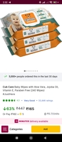 Cub Care Baby Wipes with Aloe Vera, Jojoba Oil, Vitamin E, Paraben Free (240 Wipes)
#JustHere
