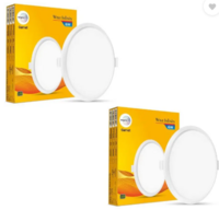 Wipro Garnet 6W Round LED Wave Panel Warm White (2700K) Pack of 2 Ceiling Light Ceiling Lamp  (Yellow)