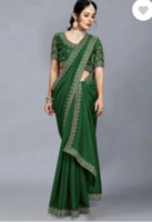 Vivan Fab  Embroidered Banarasi Pure Silk, Art Silk Saree  (Green)