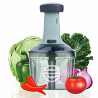 E-COSMOS Food Chopper Manual Hand-Press (Pista Square 900ml)