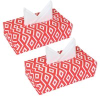 PrettyKrafts Tissue Paper Box Cover Rectangular Shape Napkin Holder (Pack of 2), Diamond Red