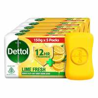 Dettol Lime Fresh Bathing Soap Bar with 12hr Freshness (750gm), 150gm (Pack of 5) 