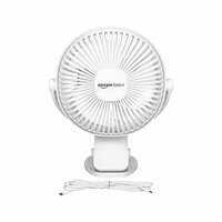 amazon basics Mini Fan with Multi-Utility Clip | USB Charging | Multi-Clip Function | 9-Hour Battery Backup | White