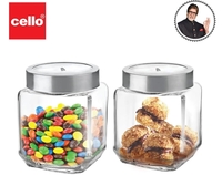 Cello Qube Fresh Glass Storage Jar Container(2 Pack) Location Specific 