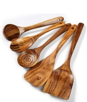 IndigoArt Wooden Spoons for Cooking, Kitchen Utensils Set, Spatula for High Heat Stirring, Baking, Non Stick Pots and Pans, Neem Wood Spoons/Spatula for Nonstick Cookware Set of 5