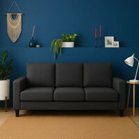 FURNY Hedster 3 Seater Fabric Sofa Set (Dark Grey)