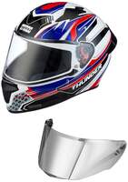 Studds Thunder Full Face Helmet D8 with Clear Visor (White N1, M)