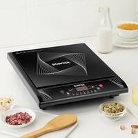 Borosil Smart Kook 1200W Induction | 7 Preset Indian Menu with Keep Warm & Manual Mode | Auto Cut-Off, LED Display, Overheat Protection, Crystal Glass Top, Child Lock, 8 Power Levels | 1 Year Warranty