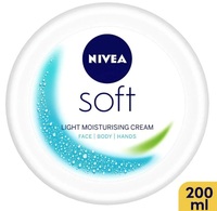 Nivea Soft Light Moisturiser Cream with Vitamin E & Jojoba Oil for Face, Hands & Body 200 ml