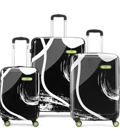 Skybags Pp Hard Shell Spinner Wheels Splash Set (55+65+75 cm) | Printed Luggage Trolley Set with 8 Wheels and in-Built Combination Lock | Unisex (Black), Large