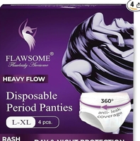 (apply 189 coupon) Flawsome Ultra Absorbent Period Panties for Women | Disposable, Rash-Free & Breathable | 360° Leak-Proof Protection | Heavy Flow & Maternity Use | L-XL Size | Pack of 4