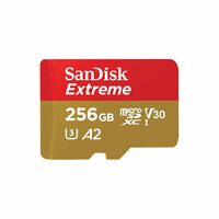 SanDisk Extreme® 256GB microSDXC UHS-I, 190MB/s Read, 130MB/s Write Memory Card for 4K Video on Smartphones, Action Cams and Drones