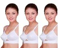 Women's Non Padded Cotton White Bras (Pack of 3)