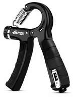 FitBox Sports Adjustable Hand Grip (5kg - 60kg) Strengthener with Counter for Men & Women for Gym Workout Hand Exercise Equipment to Use in Home for Forearm Exercise (Black) Stainless Steel Spring