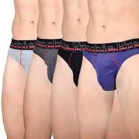 Frenchie Casuals 4002 Men's Cotton Briefs, Soild Underwear for Men with Ultrasoft Waistband - Pack of 4(S)