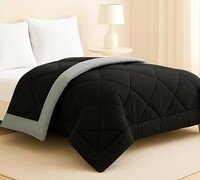 BSB HOME Luxury Reversible Comforter Double Size | Dual Color Soft Quilt for AC Room | Winter & Summer | Rainy Season Plush Microfiber | Solid Color Comforter – 90x100 Inches, Black & GreyPrime Day launch