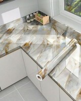 POPAXY Marble Wallpaper Vinyl Roll – Peel & Stick DIY Wall Sticker for Kitchen Countertop, Cabinets, Furniture – Waterproof, Oil-Proof Self Adhesive Vinyl for Home Décor(60X200CM) (New Rose Gold)