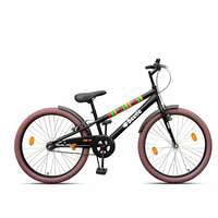 Beetle Black 2.0, 24T, Single Speed Unisex Fixed Gear Cycle, Matte Black, Ideal for 10-14 yrs, Height: 4.5 feet to 5 feet, Aggressive MTB 14 Inch Frame