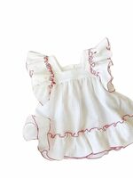 Cotton Blend Round Neck White Frock Dress for Baby Girls_AMF_dress05_0-3m,Red