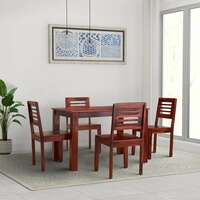 Amazon Brand - Solimo Tuvalu Solid Sheesham Wood 4-Seater Dining Table with 4 Chairs (Honey Finish)