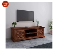 MAMTA DECORATION Sheesham Wood Entertainment TV Unit for Living Room Television Stand with 2 Door Cabinet & 2 Shelf Storage for Bedroom (Natural Brown Finish)