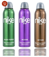 Nike Black Pepper + Incense + Vetiver Fresh Spray Deodorant for Men - Long-Lasting, Fresh Scent - 3 Pack (200ml Each) | Perfect for Confidence