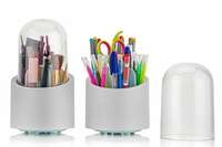 Arto 360°Rotating Dust-Proof 7 Compartment Multifunctional Organizer with Lid for Vanity, Home, Office, Study Table, Dressing Table Makeup Brush Holder, Stationary, Pen Storage Box Stand (Multicolor)