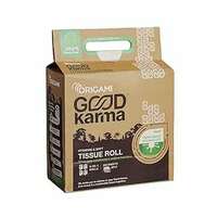 Origami Good Karma 3 Ply Eco-Friendly Unbleached Toilet Tissue Paper Roll - Pack of 4 (260 Pulls Per Roll, 1040 Sheets)