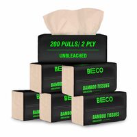 Beco Bamboo Super Soft Facial Tissue 200 Pulls (Pack of 6), 1200 Pulls 2 ply