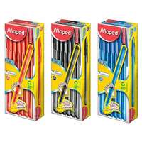 MAPED Ball pen Set of 36|12 Blue, 12 Red And 12 Black Pens|1mm Nib Ball Pens|Smooth Gliding With Amazing Writing Experience|Triangular Shape For Easy Grip