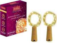 Desidiya Bottle Lights with Cork, Mini Copper Wire, 20 LED Battery Operated String Decorative Fairy Lights (Pack of 2, Warm White, Prong Base)