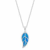 GIVA 925 Silver Mystic Blue Leaf Pendant With Link Chain