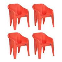 MRP ERROR Nilkamal CHREEEZYGO Plastic Chair with Arm (Peach) - Set of 4(LOCATION SPECIFIC)