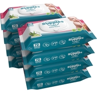 Amazon Brand - Supples Baby Wet Wipes with Lid | 576 Wipes | 72 Wipes x 8 Packs | Enriched With Aloe Vera and Vitamin E | Alcohol-Free and Paraben-Free | Pure Water-Based formulation