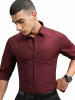 Highlander Men's Solid Slim Fit Shirt [Apply 20% Off Coupon] 