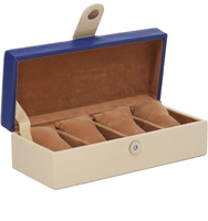 Leather World Watch Box Holder Organizer Case in 4 Slots of Watches for Men and Women (Blue) 